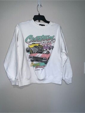 White and pastel color classic cars crewneck sweater Forever 21 Small